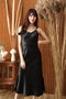 Black Satin Bridget Midi Dress