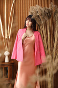 Pink Satin Becca Midi Dress