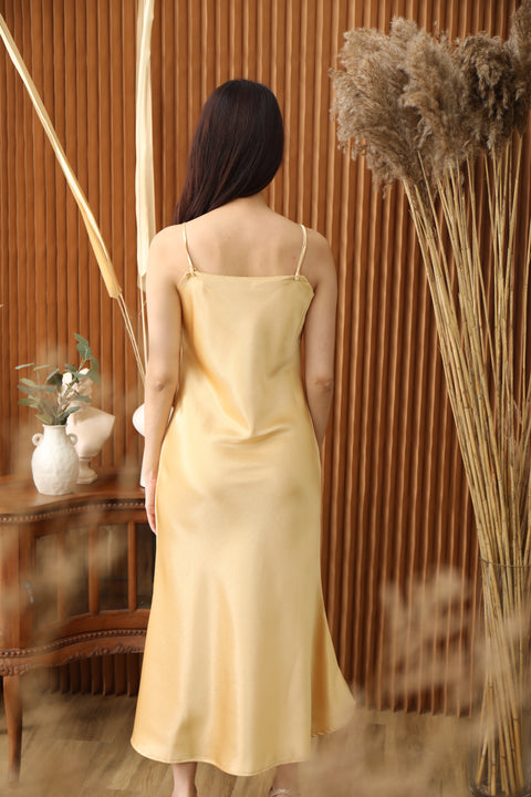 Gold Satin Belle Midi Dress